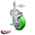 thumbnail image 2 of 4 Inch SS Green Polyurethane Swivel 10mm Threaded Stem Caster with Brake SCC, 2 of 2