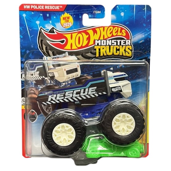 Mattel - Hot Wheels Monster Truck Champion Crashers - HW POLICE RESCUE & CRUSHED CAR [JHY65]