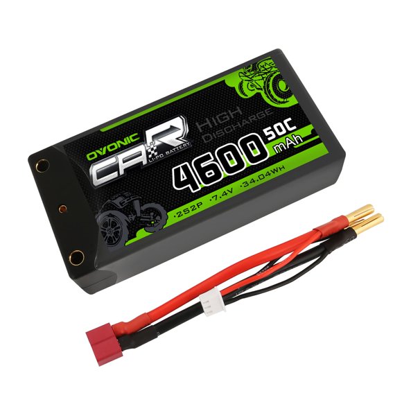 OVONIC 2S Lipo Battery 50C 4600mAh 7.4V Lipo Battery with 4mm Bullet T Ultra Connector for 1/8 1/10 RC Car Truck Boat Vehicles