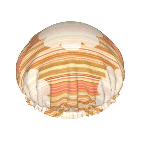 YFYANG Women's Double Waterproof Shower Cap, Floral Line Texture Reusable Hair Cap for All Hair Styles and Head Sizes