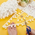 thumbnail image 6 of 20Yards Large Pom Poms Balls Fringe Trim 18mm Round Pompoms Ball Tassel Trim 10mm White Ribbon Sewing Fringe Tassel Lace Accessory, 6 of 9