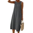 thumbnail image 2 of Sentmoon Robes de Soirée pour Femmes Été 2026 Imprimé à Rayures Sans Manches Col Ras du Cou Robe de Retour à la Maison avec Poches Coupe Régulière pour Détente et Relax Noir P, 2 of 6