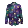 thumbnail image 3 of Xuyuer Carnival Shirt for Women It's Mardi Gras Yall Shirts Funny Carnival Outfit Blouse New Orleans Party V Neck Long Sleeve Button Down Tops, 3 of 5