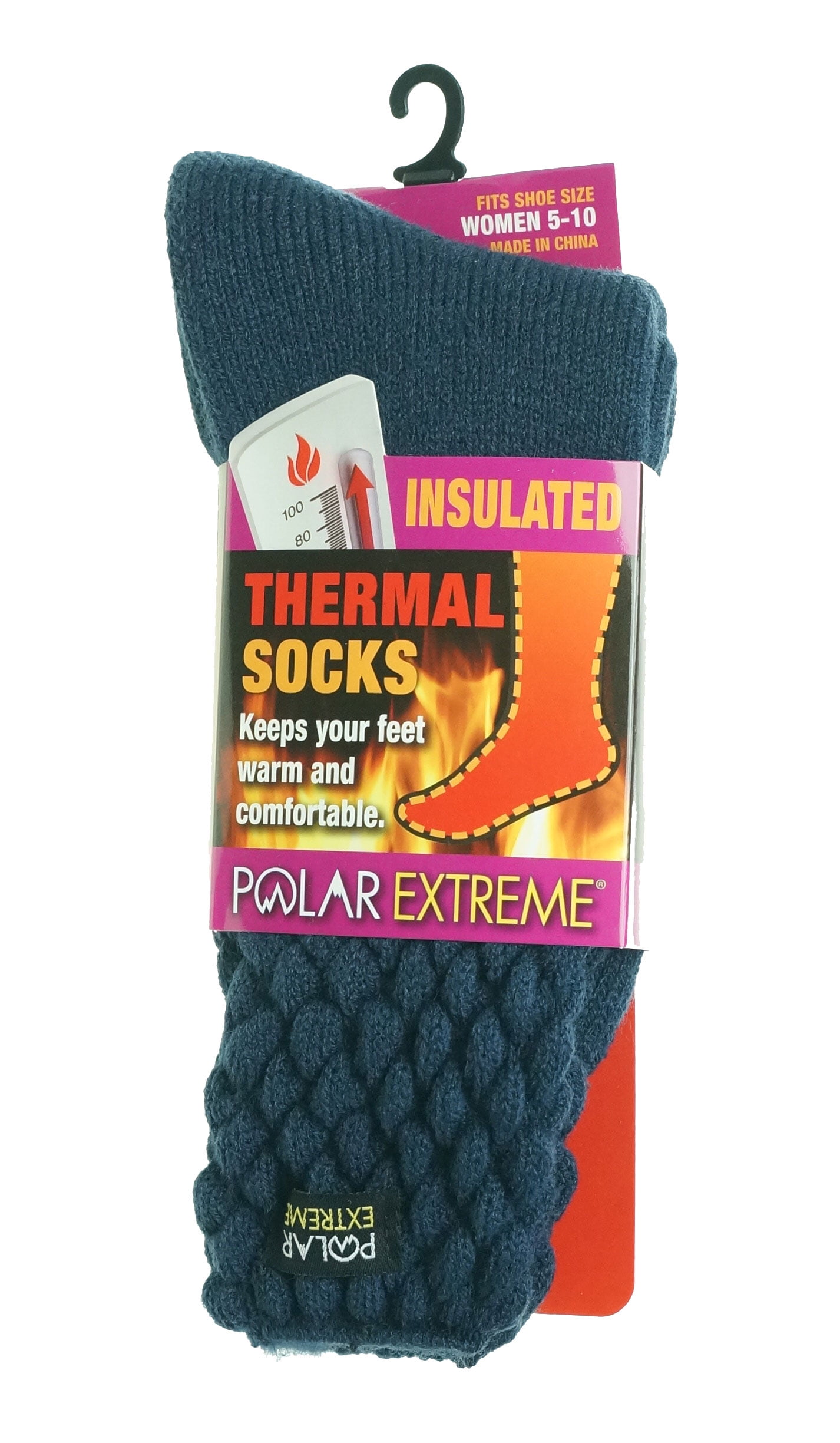 Polar Extreme Polar Extreme Women's Heat Thermal Textured Top Socks Navy Blue