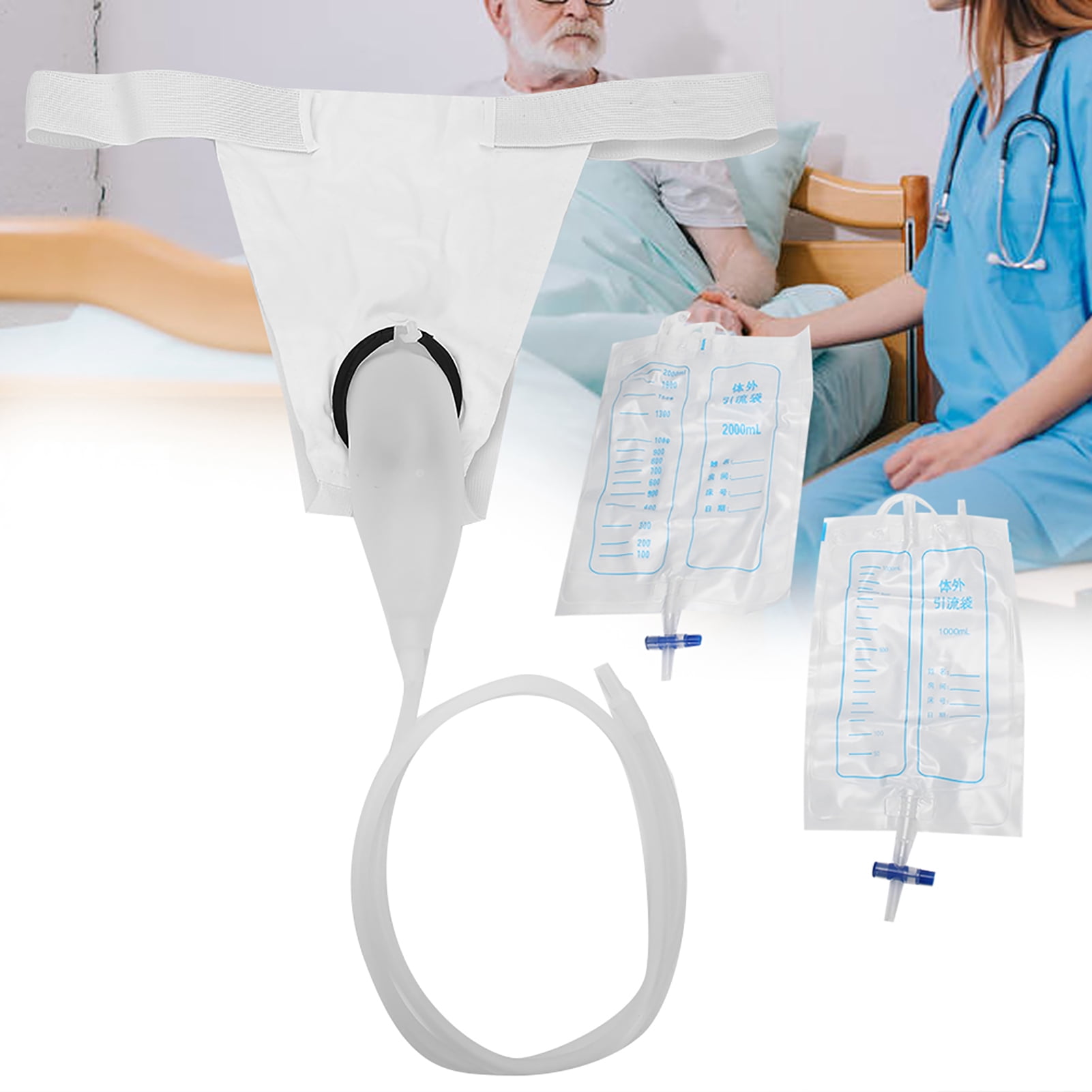 Male Urine Collection Bag Reusable Silicone Urinal for Men Elderly Bedridden Patients