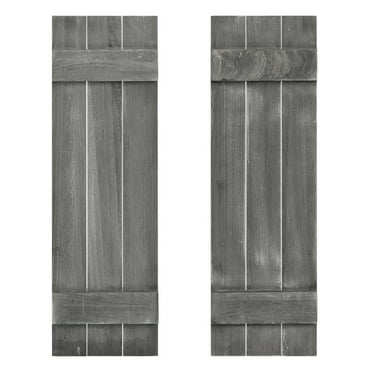 Spaco 36 x 11 Inch Farmhouse Shutters, Paulownia Wood Window Shutters Set of 2, Window Shutters for Windows, Dark Gray