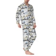 thumbnail image 2 of Naloa Lion Hippo Elephant On The Car Men’s Pajamas Set - Long Sleeve Button Down Sleep Shirt and Pajama Bottoms Sleepwear Set-X-Large, 2 of 7