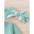 thumbnail image 5 of Aojekbee Baby Girls 3 Piece Outfits Letter Print Long Sleeve Sweatshirt and Daisy Print Flared Pants Headband Set Fall Clothes, 5 of 10