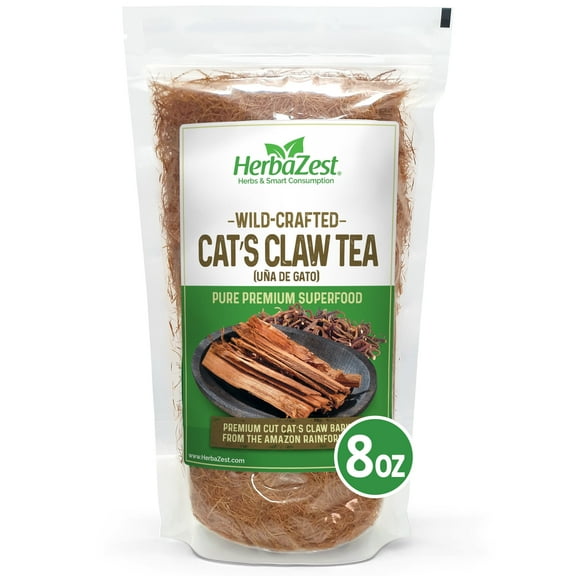 HerbaZest Cat's Claw Tea (Una de Gato) | 8 oz | 100% Pure, Wild-Crafted Bark | Naturally Caffeine-Free for Wholesome Sipping | Functional Teas