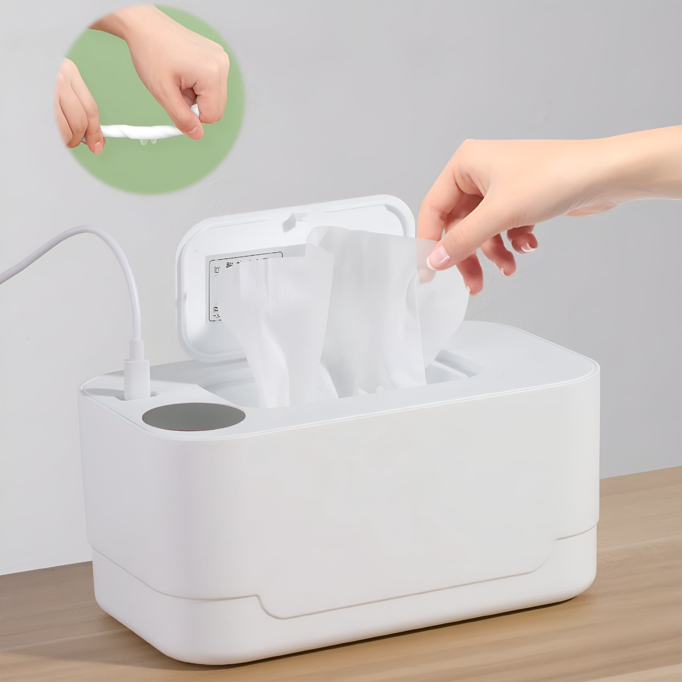 HIBIBUD 2026 New Portable Usb Wipes Warmer Heater with Large Capacity Thermostat Control for Adults Travel Car Home Use Compact Lightweight Easy to Use Wet Wipe Dispenser 24H Constant Temperature