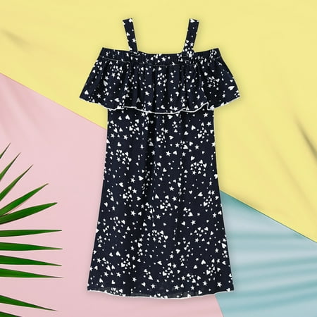 

Lolmot Toddler Baby Girls Dress Summer Casual Cold Shoulder Ruffle Floral Straps Dress Kids Casual Chiffon Sundress 2-10T on Clearance