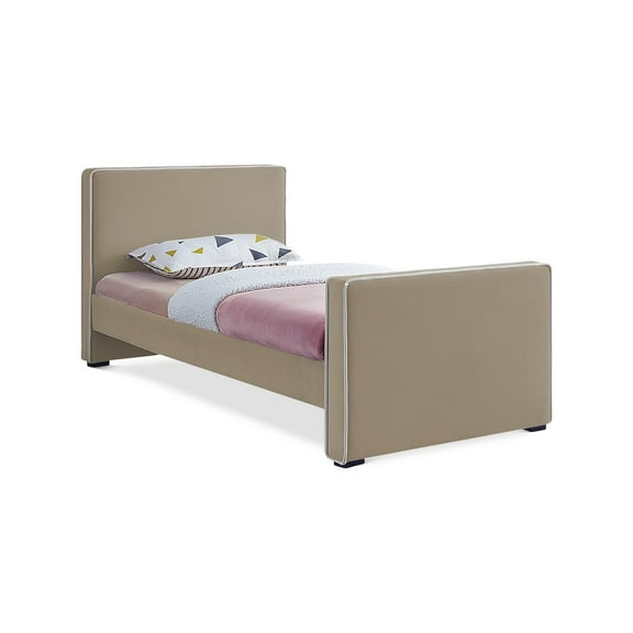 Meridian Furniture Dillard Beige Velvet Twin Bed