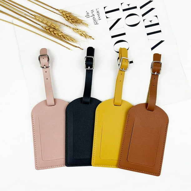 Tarjeta de embarque de cuero de PU con solapa horizontal y vertical con hebilla de hardware para bolsa para dar una etiqueta de equipaje de papel con firma en el interior