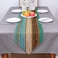 thumbnail image 3 of Chemin de Table Rustique Sarcelle-Coton Lin-Petit 14 x 72 Pouces Foulards de Commode, Chemin de Table Style Ferme pour Cuisine Café/salle à Manger/canapé/table d'Appoint Chambre Maison Salon, Foulards Déco pour Souper des Fêtes, 3 of 5