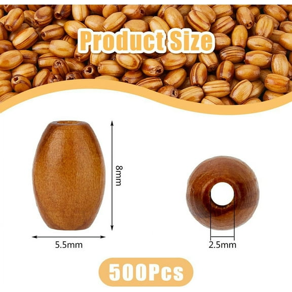 1 bag 500Pcs Natural Wood Beads Oval Beads Set Macrame Beads Wooden for DIY Bracelet Jewelry Making Party Festival Decor Craft Beads 2.5mm Large Hole Beads