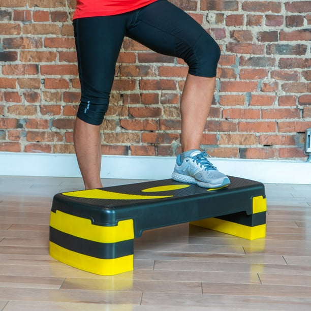 POWRX- Step Aerobic I Stepper réglable en Hauteur et antidérapant pour l' aérobic (Noir/Gris