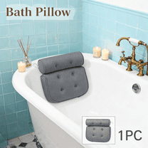 Bath Pillow Luxury Bathtub Pillow, Extra Soft & Comfortable Bath Pillow for Tub Head Neck and Back Support, with 4D Air Mesh Cushions & Non-Slip Suction Cups - Great Bath Gifts (Gray/Black)