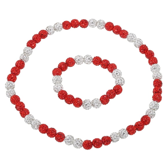 Conjunto de Collar y Pulsera de Béisbol Uxcell, Collar de Béisbol de 18" y Pulsera de 7.5" (Rojo Blanco, Paquete de 2)