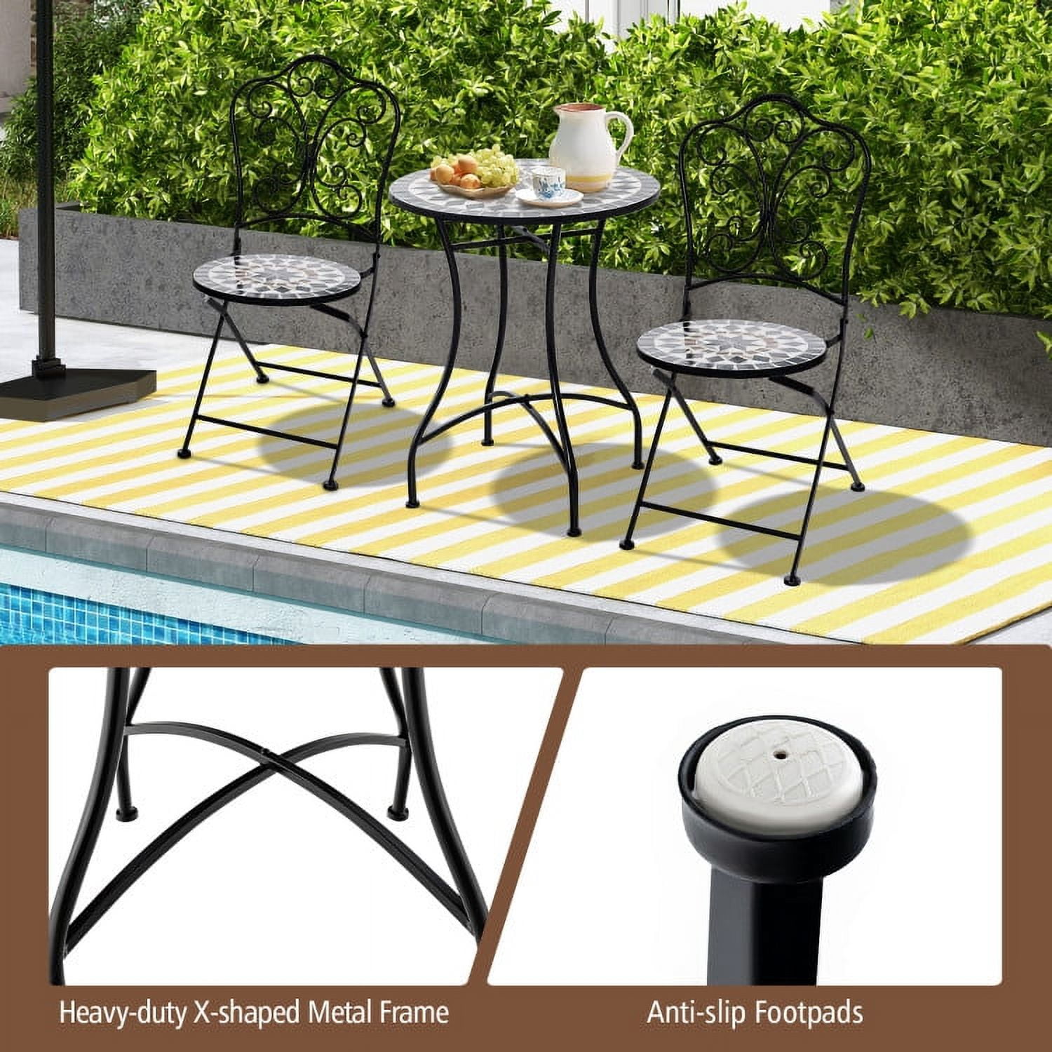 Aimee Lii 24" Patio Bistro Table with Ceramic Tile Tabletop, Outdoor Patio Furniture