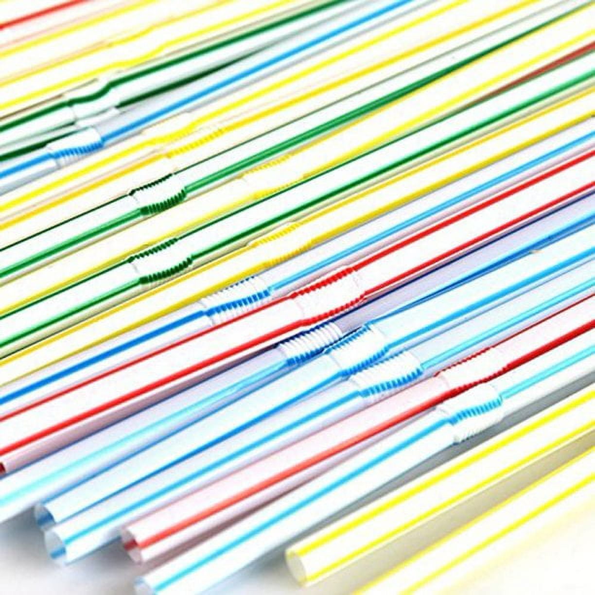 100 Pcs Rainbow Striped Paper Drinking Straws - 7.7 Inch Disposable Eco-Friendly Party Straws