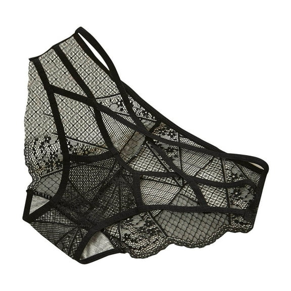 Kmdttou Cotton Underwear for Women Sexy Lace High Cut Panties Comfort Bikini Panty Stretch Underpants Breathable Ladies Briefs (Regular & Plus Size) Black-Free Size