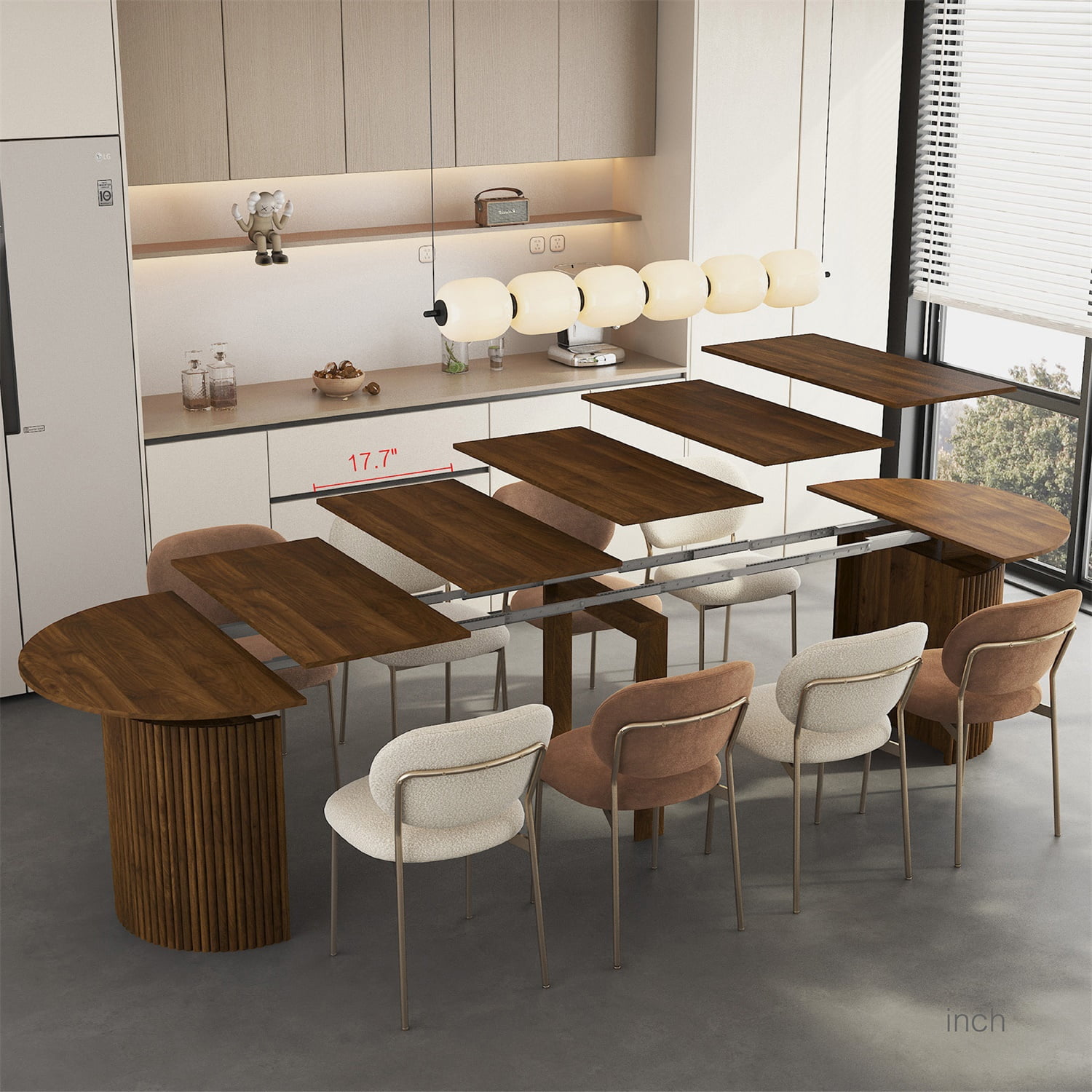 Hommoo Extendable Foldable Dining Table for 1-10 People, Multifunctional Wooden Oval Expandable Console Table, for Kitchen Living Meeting Room,Brown