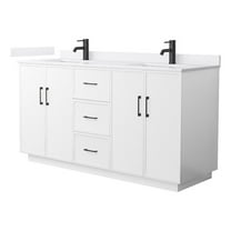 Elan TK 66" White Double Vanity & White Cultured Marble Top & Black Trim