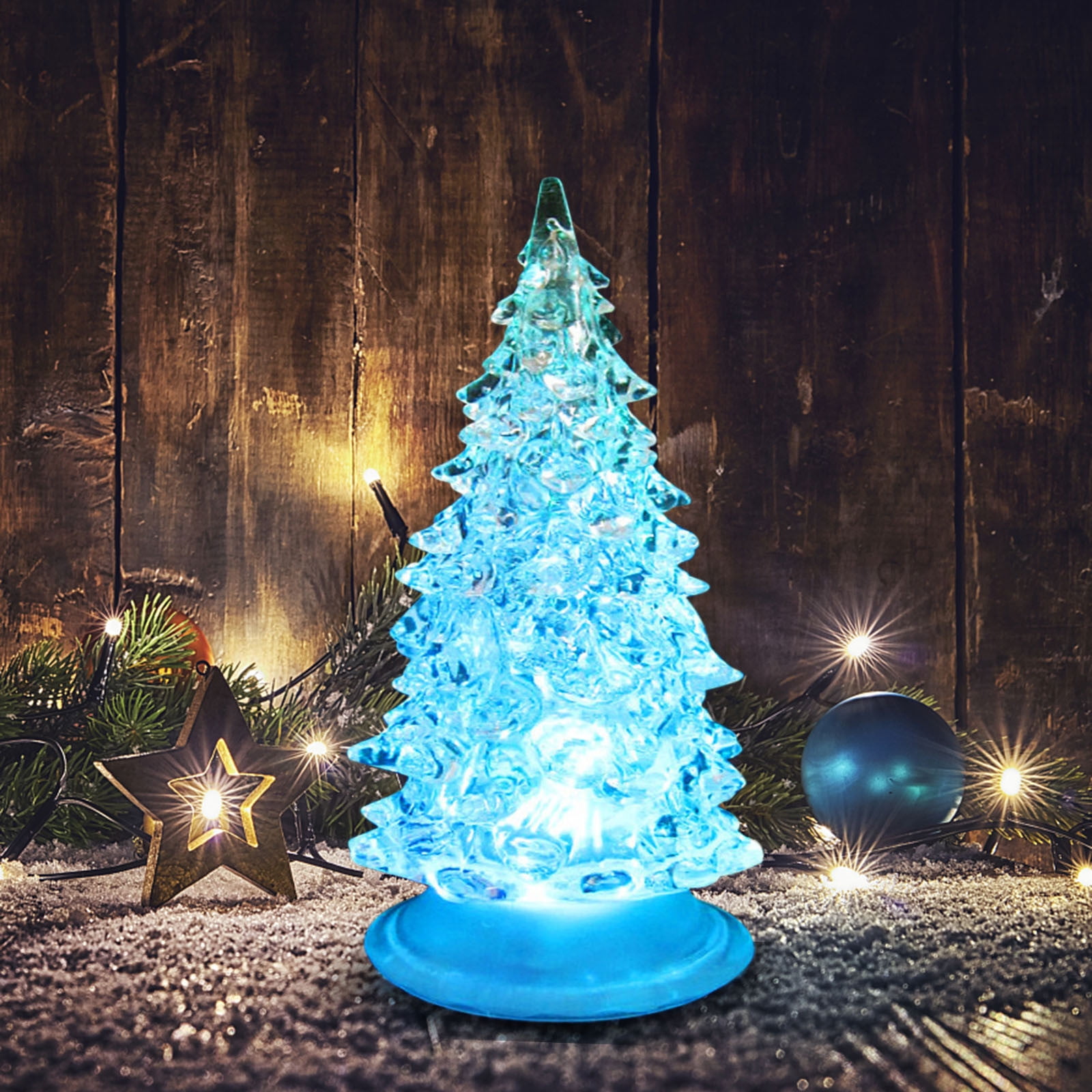 ADVEN Crystal Christmas Tree with LED Lights Tabletop Battery