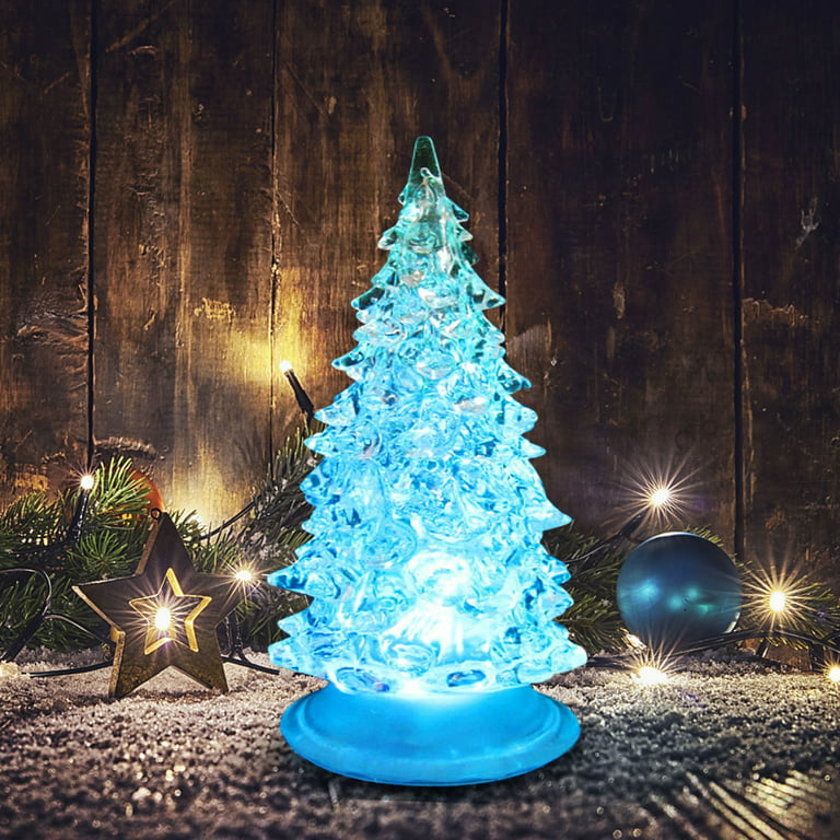 Fridja Lighted Christmas Tree Clear Acrylic Crystal Christmas Tree Cones Colorful LED Night Light Christmas Decor Table Top and Home Party Dector