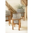 thumbnail image 5 of Kalalou Inc Set Of Three Woven Metal Planters With Wood Stands, 5 of 12