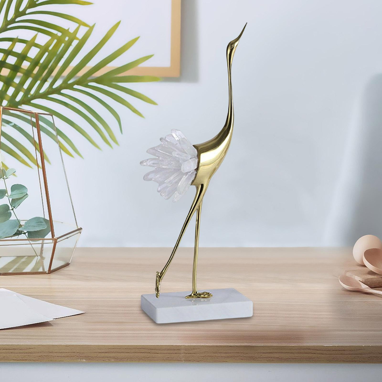 Golden Crane Statue Animal Bird Modern Minimalist Luxury Sculpture Figurine Ornament for Home Shelves Bedroom Decoration Style B