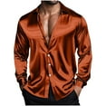 thumbnail image 5 of Dagugfen Mens Shirts Plus Size Button down Long Sleeve Satin Loose Comfy Solid Color Casual Tops for Party Dance, 5 of 9