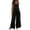 1-Black, variant on Summer Linen Jumpsuits for Women Tie Dye Button Down Sleeveless Casual Jumpers Loose Fit Wide Legs Rompers Overalls with Pockets