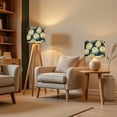 thumbnail image 3 of Lampshades 2 Pack White Blue Green Chrysanthemum Floral Navy Plants Vintage 13"x13"x10" Light Shade for Table Lamps Floor Lamps Drum Lamp Shades Lampshade Replacement Easy Assembly, 3 of 8