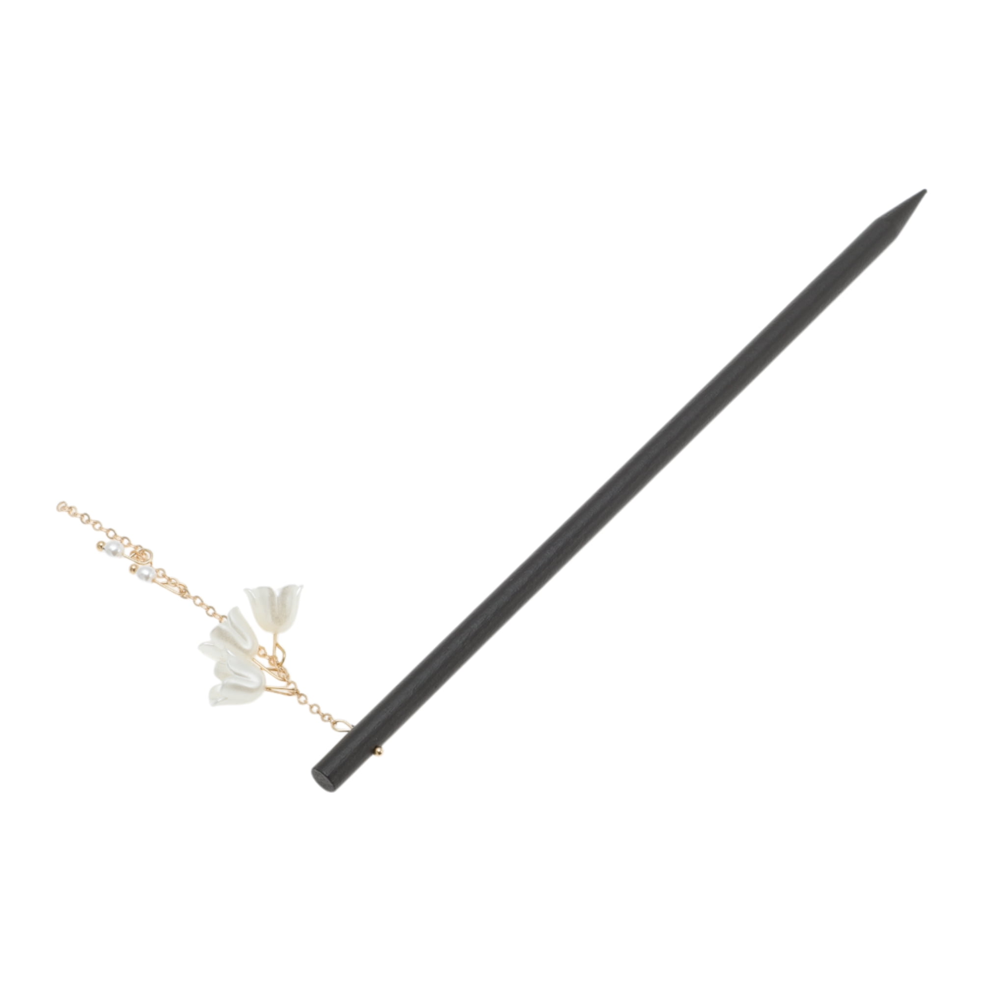 Unique Bargains Lily of the Valley Hair Chopstick for Women Black Gold Tone 1 Pc