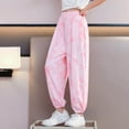thumbnail image 2 of Babcutegg Kid Girls Capris Elastic Waist Straight Leg Nylon&Spandex Jogger Pants for Girls Pink 9 T, 2 of 5