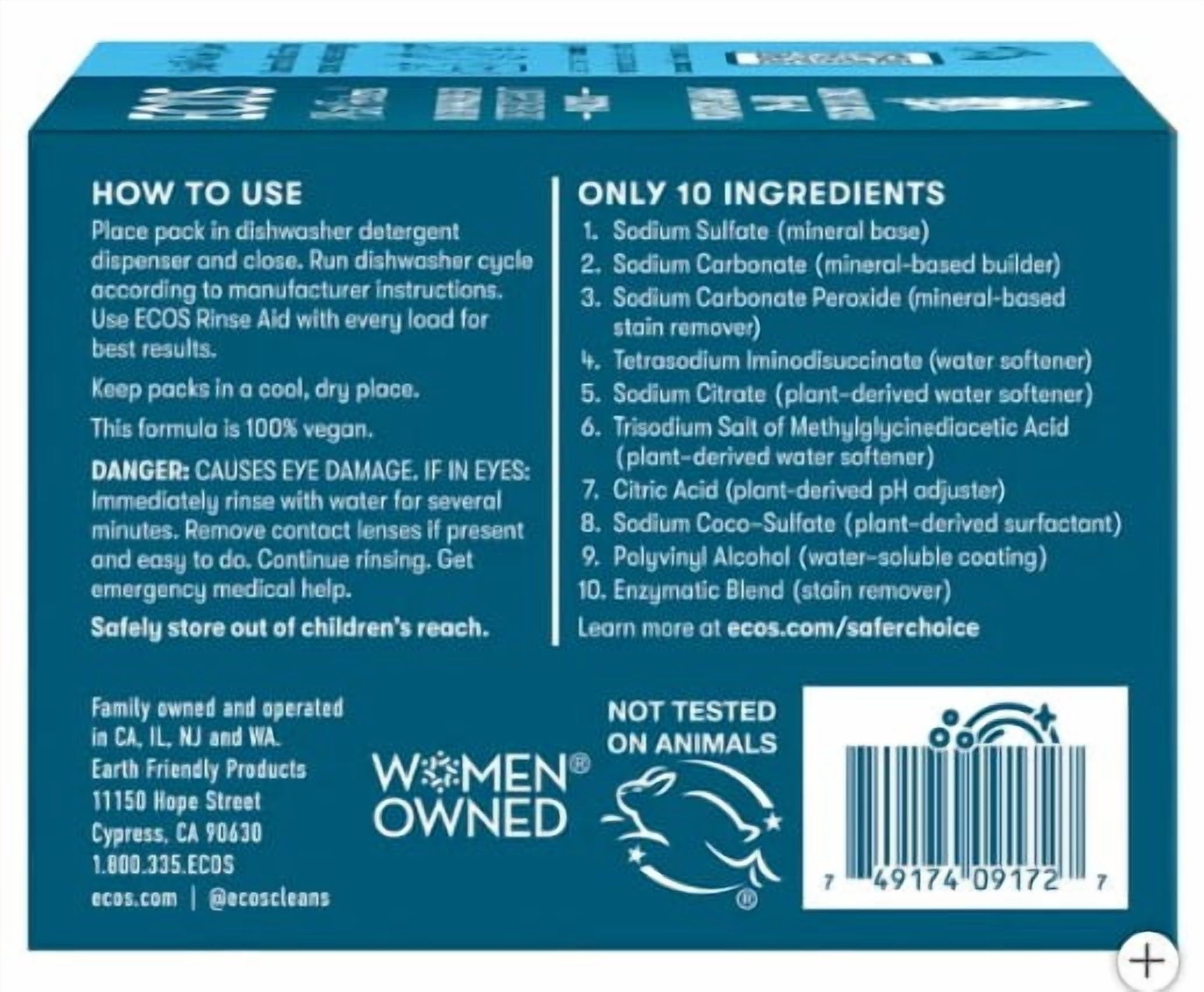 ECOS Dishwasher Detergent Packs, Free & Clear, 98-count