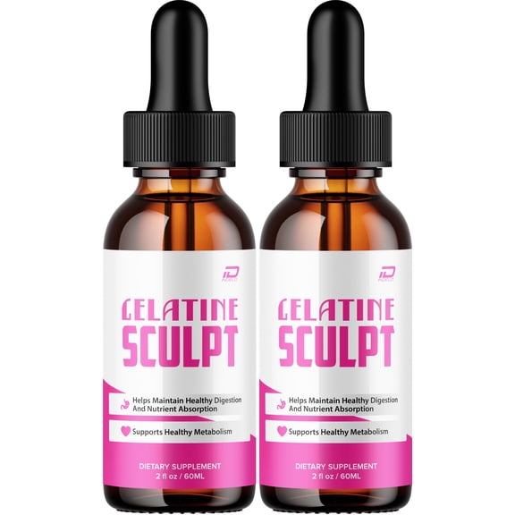 Gelatine Sculpt Liquid Drops – GelatineSculpt Natural Blend Healthy Organic Support, 2 Pack, 2 Month Supply