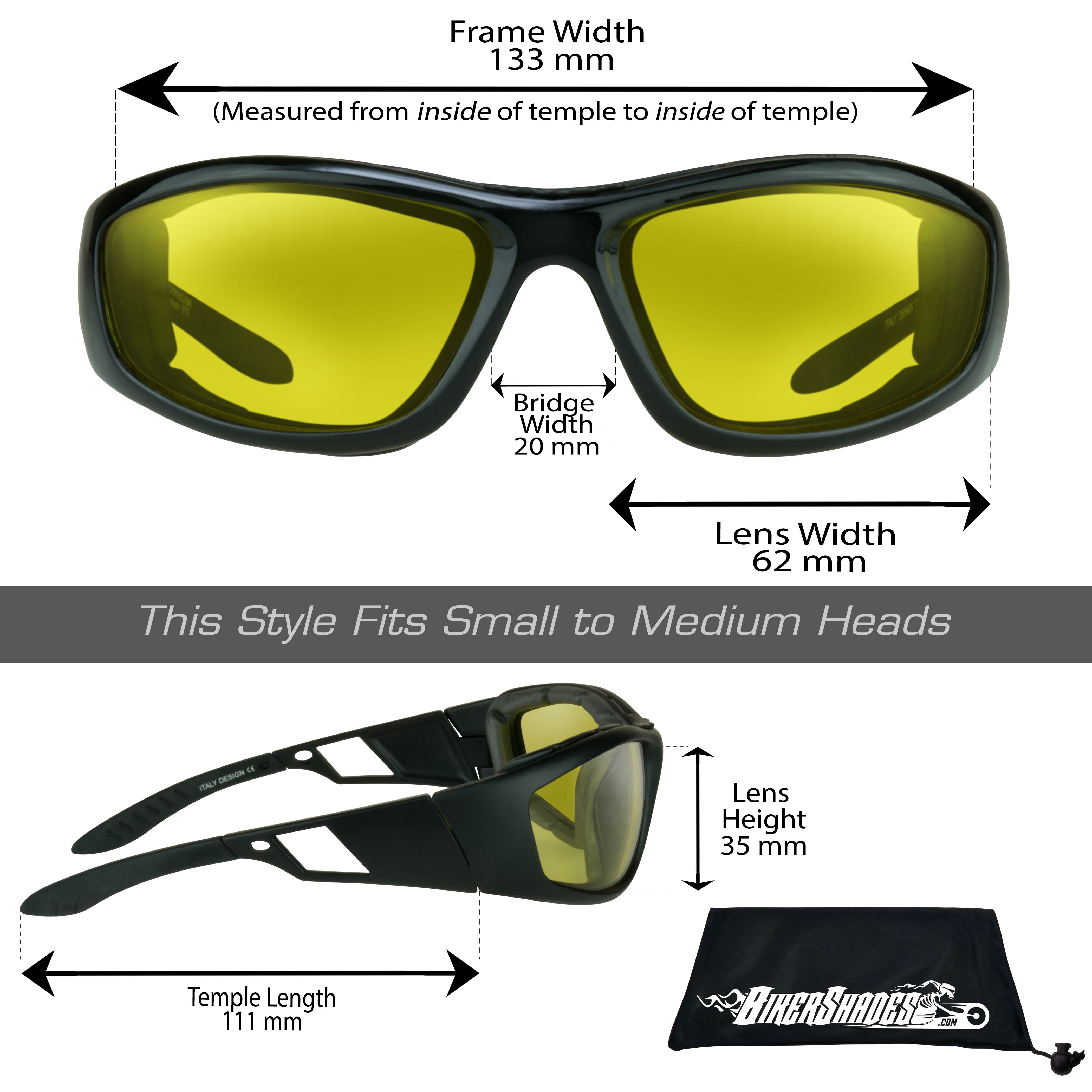 Bikershades Motorcycle Transitional Foam Padded Night Riding Photochromic Lenses and Foam Sunglasses w/ Hard Case