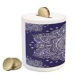thumbnail image 2 of Ethnic Piggy Bank, Floral Ornament Round Mandala Paisley Inspired Retro Style, Ceramic Coin Bank Money Box for Cash Saving, 3.6" X 3.2", Lavender Blue Indigo, by Ambesonne, 2 of 4