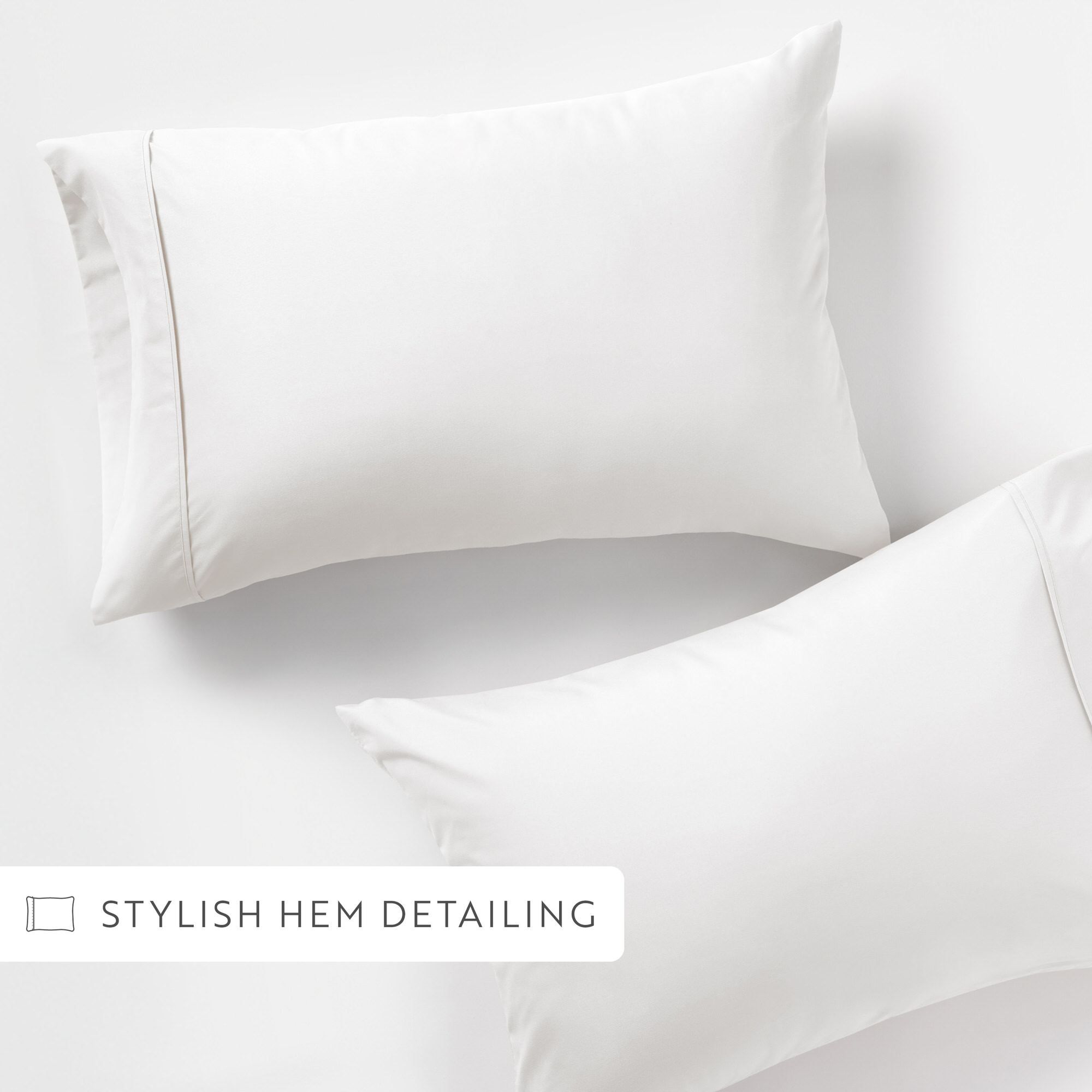 Noble Linens 2 Piece Pillow Case Set, White, Standard/Queen