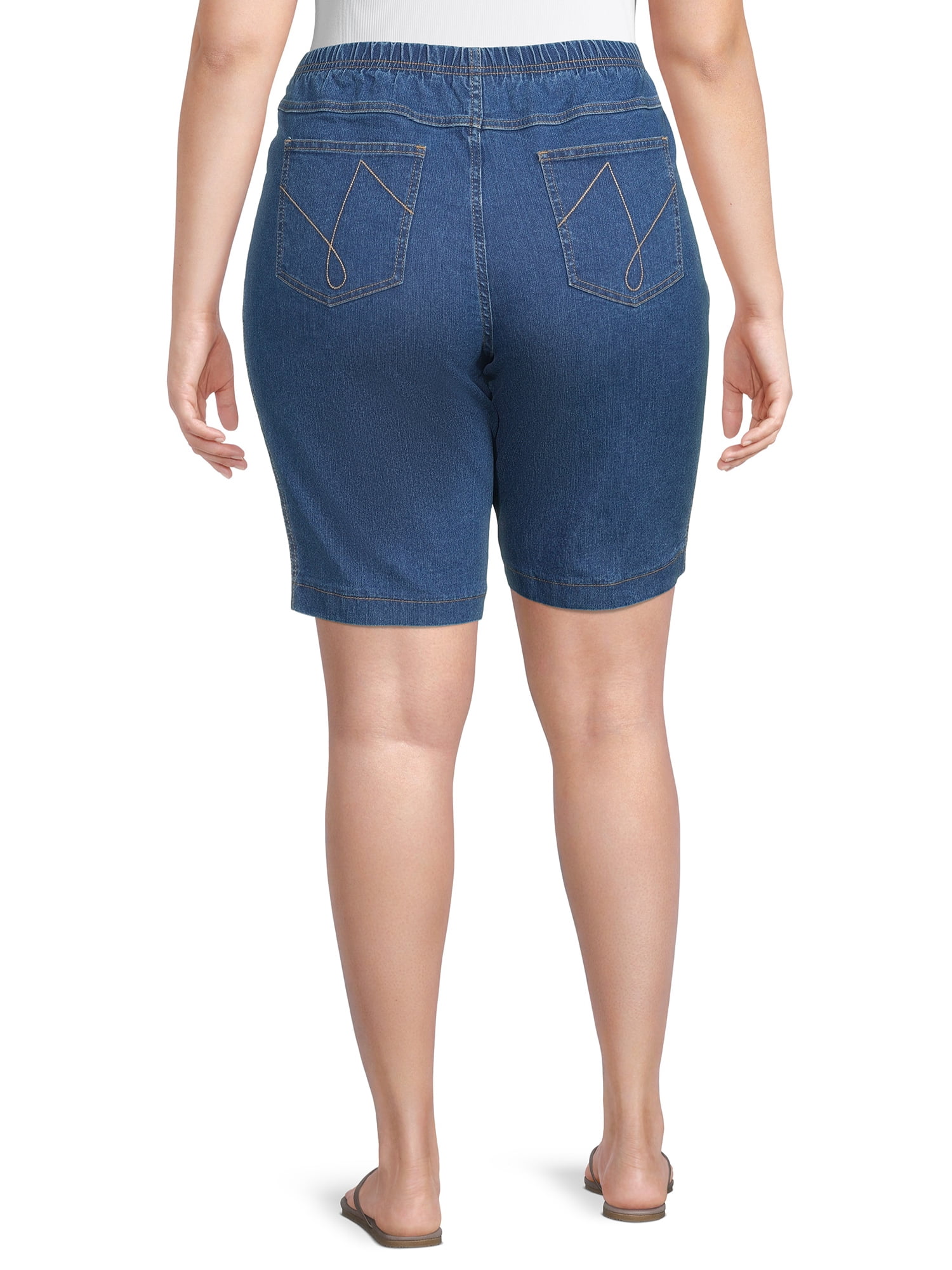 【DEARMINE】Settle Bermuda Pants JMS Just My Size by Hanes Women's Plus Pull On Millennium