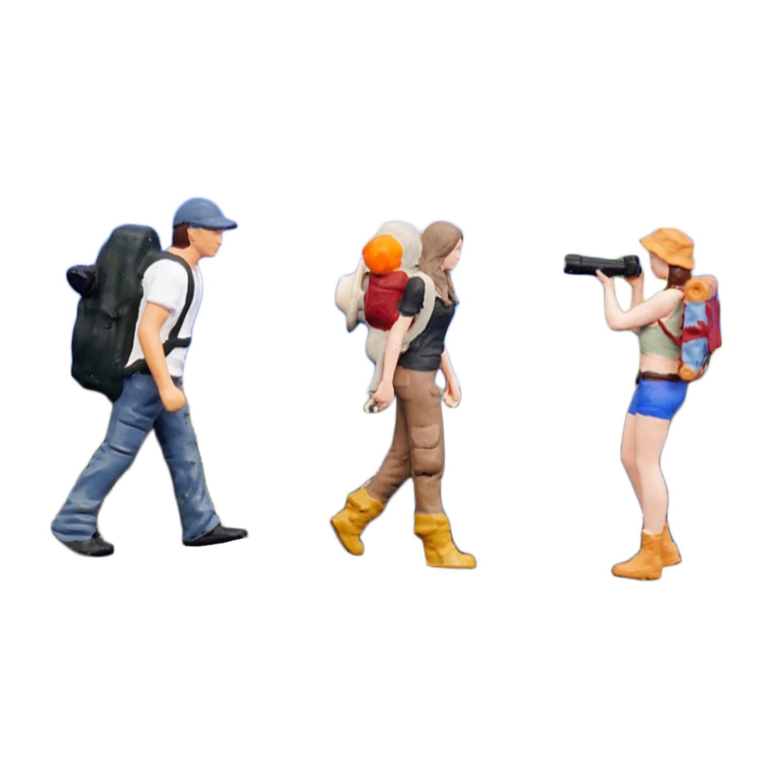 LeeQinersw 1:64 Miniature Figures Miniature People Figurines Hiking Collectibles Decorative 3pcs