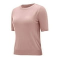 thumbnail image 4 of Divhosrg Merino Wool Short Sleeve Sweater for Women, Crew Neck Short Sleeve Sweater for Women, Soft Pullover Sweater Light pink Sweater for Women XL, 4 of 8