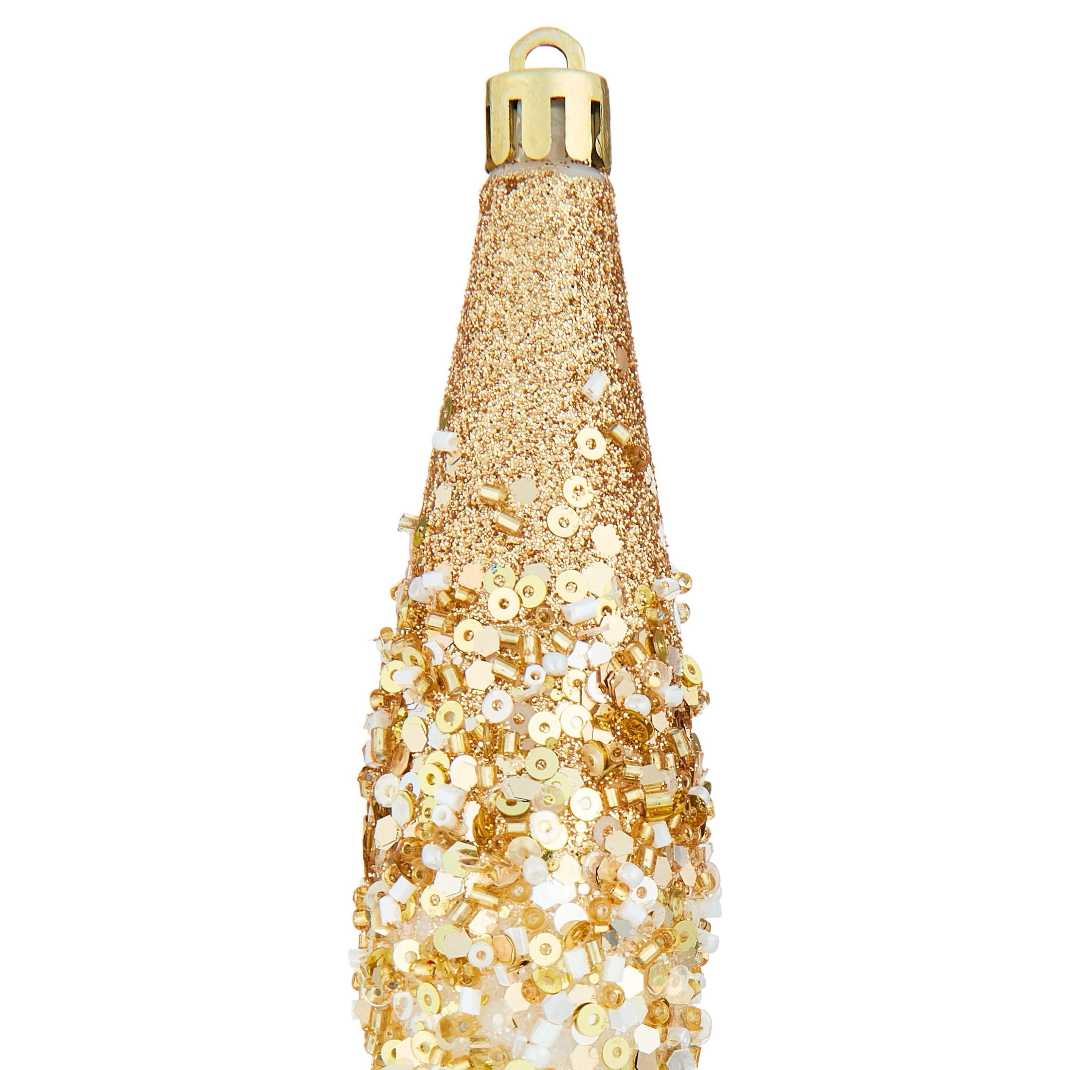 6-Count White and Gold Glitter Ombre Finial Shatterproof Christmas Ornaments, 6.1", by Holiday Time