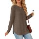 thumbnail image 3 of Blusas de Larga con Cuello Redondo para Mujer, Blusas Holgadas con Botones para Otoño e Invierno 2025. Color Café S, 3 of 10