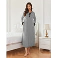 thumbnail image 2 of Oudiya Womens Long Nightgown Striped Nightshirt V-Neck Botton Down Loungewear Casual Sleepwear with Pockets, S-4XL, 2 of 6