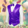 thumbnail image 2 of PMVFHDE Men Rhinestone Sequin Formal Dress Vest Vest For Men For Stage Performance Gala Party Wedding And Evening Events Purple，L, 2 of 7