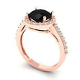 thumbnail image 2 of 1.86 ctw with Simulated Diamond Halo Accents Anniversary Ring for Women | Round Cut Natural Onyx | Hyperallergenic Solid 18K Rose Gold, 2 of 5