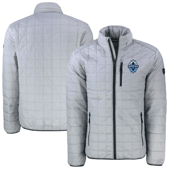 Men's-Cutter & Buck  Gray Vancouver Whitecaps FC Big & Tall Rainier PrimaLoft Eco Insulated Full-Zip Puffer Jacket